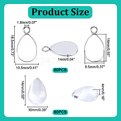 ティアドップ DIY 304 ステンレススチールペンダント作成キット  ステンレス鋼色  18.5x10.5x1mm  穴：2mm&nbsp;DIY-HY0002-44
