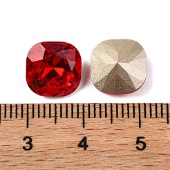ガラスラインストーンカボション  尖ったバック＆バックメッキ  多面カット  正方形  ライトシャム  10x10x5.5mm&nbsp;RGLA-A026-04B-227