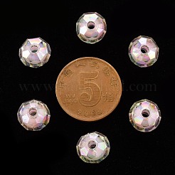 透明なアクリルビーズ  二層ビーズ  ABカラー  多面カット  ラウンド  ピンク  9.5x9.5mm  穴：2mm&nbsp;X-TACR-S152-04B-SS2112
