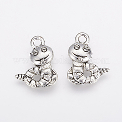 合金ペンダント  カドミウムフリー＆ニッケルフリー＆鉛フリー  ヘビ  アンティークシルバー  16x12.5x4mm  穴：2.5mm&nbsp;PALLOY-22229-AS-NR