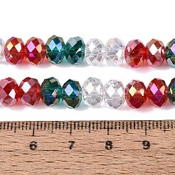 電気メッキ透明ガラスビーズ連売り  ロンデル  多面カット  ミックスカラー  7.5~8x5.5~6mm  穴：1~1.4mm  約56~60個/連  12.60~13.39インチ（32~34cm）&nbsp;EGLA-N022-16A-A03