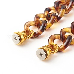 アクリルカーブチェーン電話ケースチェーン  滑り止め電話フィンガーストラップ  DIYの電話ケースの装飾のための電話グリップホルダー  ゴールドカラー  キャメル  17cm&nbsp;HJEW-JM00477