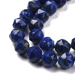 天然石ラピスラズリビーズ連売り  スターカットラウンドビーズ  多面カット  9.5~10.5x10mm  穴：0.9mm  約39個/連  15.43インチ（39.2cm）&nbsp;G-K323-21