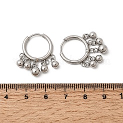 ラウンド304ステンレススチールシャンデリアピアス  201ステンレススチールフープと316ステンレススチールイヤーピン付き  ステンレス鋼色  25x18x4mm&nbsp;EJEW-L309-02B-P