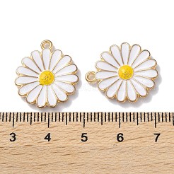 合金エナメルチャーム  ゴールドカラー  花のチャーム  ホワイト  21x18.5x2mm  穴：1.4mm&nbsp;ENAM-O001-07K-G