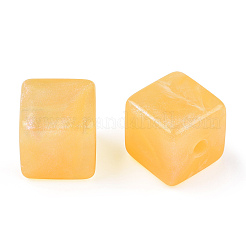 不透明なアクリルビーズ  キラキラビーズ  キューブ  ゴールド  13x13.5x13.5mm  穴：3mm  180個/ 500g&nbsp;OACR-E014-18B