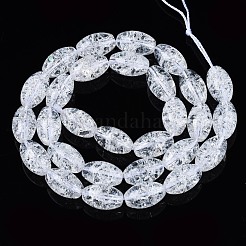 透明クラックルガラスビーズ連売り  オーバル  透明  13x8mm  穴：1.2mm  約30個/連  15.75''（40センチメートル）&nbsp;X-GLAA-S192-B-010A