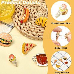 6個 6スタイル フードシリーズ エナメルピン  バックパック服用合金ブローチ  混合図形  ミックスカラー  14~31x12~33.5mm  1個/スタイル&nbsp;JEWB-CJ0003-21