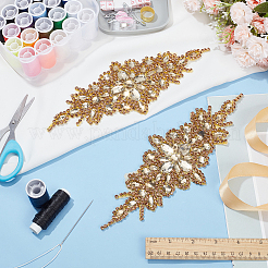ラインストーンの花のアップリケ  ブライダルベルト用の装飾アクセサリー  lt.col.topaz  87~93x238~242x4.5~5mm&nbsp;DIY-WH0504-99B