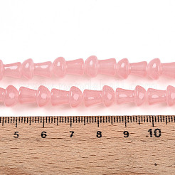 プリントガラスビーズ焼付塗装ガラスビーズ連売り  キノコ  ピンク  11.5~12x7.5~8mm  穴：0.8mm  約65~67個/連  30.31~31.10インチ（77~79cm）&nbsp;DGLA-N007-01C