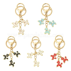 合金エナメルキーホルダー  鉄パーツ  犬  ホワイト  8.8cm&nbsp;KEYC-YW00027-01