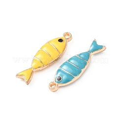304ステンレススチールエナメルペンダント  淡い金色  魚のチャーム  ミックスカラー  22.5x7x3mm  穴：1.2mm&nbsp;STAS-K303-09KCG