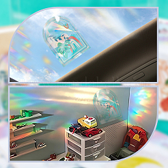 ペットの虹の窓にくっつくステッカー  非粘着性プリズムサンキャッチャー屋内窓ステッカーバードストライク用  葉の模様  135x98x0.1mm&nbsp;DIY-WH0409-70L