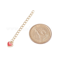 304ステンレススチールチェーンエクステンダー、ハート合金エナメルチャーム付き  ゴールドカラー  ミックスカラー  57x3mm&nbsp;FIND-JF00096