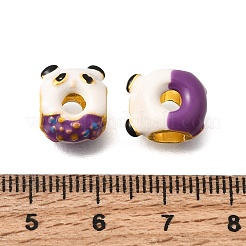 合金エナメルヨーロピアンビーズ  大穴ビーズ  ドーナツ  マットゴールドカラー  パンダ  12x10x7mm  穴：4.5mm&nbsp;MPDL-F020-11C-MG02