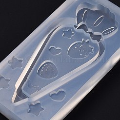 絞り袋の形DIYシリコンモールド  レジン型  UVレジン用  エポキシ樹脂ジュエリー作り  ホワイト  イチゴの模様  86x43x11mm&nbsp;LS-DIY-I080-01A