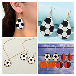 DIY スポーツをテーマにしたペンダント ジュエリー作り ファインディング キット  サッカー、バレーボール、バスケットボールのアクリルと合金のエナメル ペンダントを含む  ミックスカラー  60個/箱&nbsp;DIY-PJ0001-35