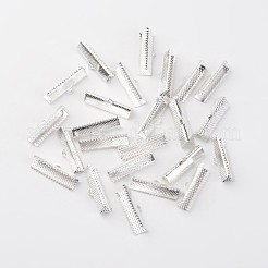 アイアン製カシメリボン止めエンドパーツ  カドミウムフリー＆ニッケルフリー＆鉛フリー  銀  8x25mm  穴：1.6mm&nbsp;E182Y-S