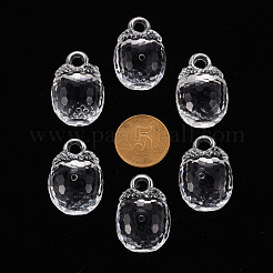 秋のテーマ透明アクリル ペンダント  多面カット  3d柿  透明  27.5x19.5mm  穴：4mm  約95個/500g&nbsp;TACR-T024-04B-205