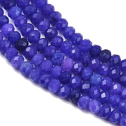 染色された天然の白い翡翠ビーズの連  ロンデル  多面カット  モーブ  4x3~3.5mm  穴：0.8mm  約105~106個/連  14.57''~14.76''（37~37.5センチメートル）&nbsp;GG-CBAF9EE-A33-3x4mm