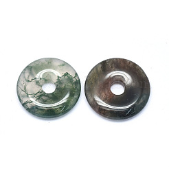 天然苔瑪瑙のペンダント  ドーナツ/円盤  ドーナツ幅：12mm  30x5~7mm  穴：6mm&nbsp;G-P415-22F