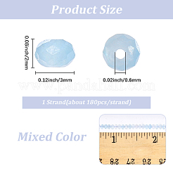 1連売り天然アクアマリンビーズ連売り  多面カット  ロンデル  3x2mm  穴：0.6mm  約180個/連  15.24インチ（38.7cm）&nbsp;G-PA0002-06