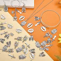 70pcs6スタイルチベットスタイルアロイペンダント  アンティークシルバー  混合図形  11~24.6x12~20x1.8~3.5mm  穴：1.6~2.3mm&nbsp;FIND-SZ0003-91