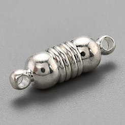 ループ付き真鍮製マグネットクラスプ  カドミウムフリー＆鉛フリー  オーバル  銀  18x6mm  穴：1.6mm&nbsp;KK-O134-15S