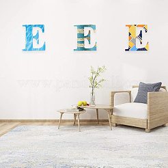 文字 e の形の未完成の木材のスライス  レーザーカットウッドシェイプ  diyの絵画飾りクリスマスの家の装飾のペンダント  湯通しアーモンド  30x26.3x0.35cm&nbsp;DIY-GA0001-13