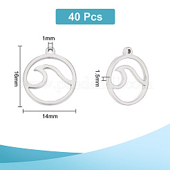 304ステンレススチールペンダント40個  スプーンドリフト付きリング  ステンレス鋼色  16x14x1.5mm  穴：1mm&nbsp;STAS-UN0045-71