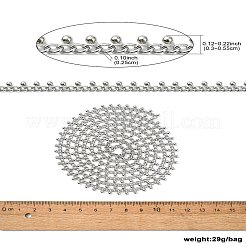 304ステンレススチールカーブチェーン  溶接されていない  スプール/カード用紙なし  ステンレス鋼色  3~5.5x2.5mm&nbsp;CHS-CJC0002-01