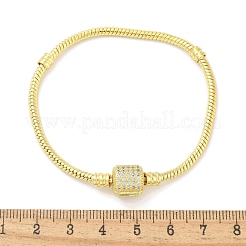 真鍮マイクロペーブクリアキュービックジルコニアリンクブレスレット  女性のためのジュエリー  コラム  18KGP本金メッキ  内径：2-1/8インチ（5.5cm）&nbsp;LS-BJEW-S158-15G