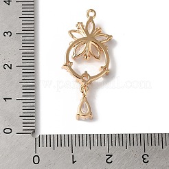 真鍮チャーム  ガラスと  ティアドロップの花  ゴールドカラー  透明  31x13x4mm  穴：1mm&nbsp;KK-C062-036G-02