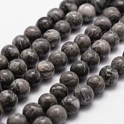 天然地図石/ピカソ石/ピカソジャスパーラウンドビーズ連売り  10mm  穴：1mm  約36~38個/連  15インチ&nbsp;G-E329-10mm-47