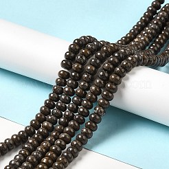 天然赤い雪片オブシディアンのビーズ連売り  ロンデル  8x5mm  穴：0.7mm  約70個/連  14.76~14.96インチ（37.5~38cm）&nbsp;LS-G-G992-B03