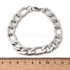 男性用201ステンレススチールカーブチェーンブレスレット  ステンレス鋼色  8.27インチ（21cm）  リンク：17x11.5x3mm＆21.5x9.5x2.5mm&nbsp;STAS-T077-22A-03P