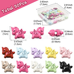 50 個のスプレー塗装合金ビーズ  ユニコーン  ミックスカラー  10x12x6mm  穴：1.8mm  50個/セット&nbsp;FIND-FS0004-11