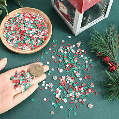 クリスマスをテーマにした1セットのDIYエポキシ樹脂材料充填  ポリマー粘土やプラスチックビーズを含む  混合図形  ミックスカラー  5~11x1.5~9x0.5~3mm  100 G /セッティング&nbsp;DIY-SC0027-30A
