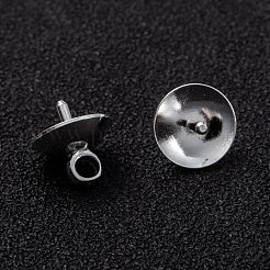 真鍮カップパールヒートンキャップピンペンダント  片穴パーツ用  長持ちメッキ  925銀メッキ  8.5x8mm  穴：2mm  ピン：1mm&nbsp;KK-H759-29D-S