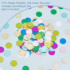 2000色の装飾アクセサリー10個  PVCプラスチック製のスパンコール/スパンコールペンダント  フラットラウンド  ミックスカラー  15.5x0.3mm  穴：1.4mm  200個/カラー&nbsp;PVC-OC0001-14B