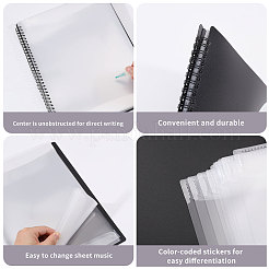 プラスチック製のピアノ楽譜フォルダー  インデックスタブとペン付き  長方形  ブラック  322x260x16.5mm&nbsp;AJEW-WH0410-133B