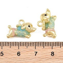 エナメルペンダントと合金  犬のチャーム  長持ちメッキ  ラックめっき  ゴールドカラー  ライトブルー  12x18x6.5mm  穴：1.8mm&nbsp;AL-CBA1FD3-19G-01