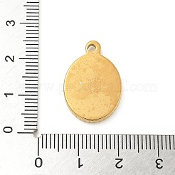 304ステンレスペンダント  太陽のチャーム付き楕円形  ゴールドカラー  22x15x2.5mm  穴：2mm&nbsp;STAS-I322-05G