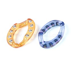 UVメッキ透明アクリル＆ラインストーンビーズ  虹色の  ツイスト  ミックスカラー  20.5x9.5mm  30x19.5x6mm  内径：20.5x9.5mm&nbsp;TACR-T029-01M