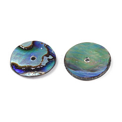 天然パウア貝のディスクチャーム  カラフル  14.5~15x1~4mm  穴：1.2~1.5mm&nbsp;SHEL-ZX010-06