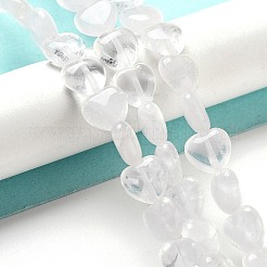 天然石クオーツクリスタルビーズ連売り  ロッククリスタルハートビーズ  10x10x4.5~5mm  穴：0.7mm  約20個/連  7.28''~7.48''（18.5~19センチメートル）&nbsp;G-P528-C10-01
