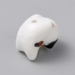 手作りの陶器ビーズ  猫  ブラック  21.5x15.5x14mm  穴：2.5mm&nbsp;PORC-WH0152-07B