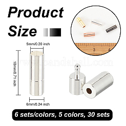 真鍮製バヨネット留め具30色5セット  コラム  レザーコードクラスプパーツ  ミックスカラー  18x6mm  穴：5mm  6セット/カラー&nbsp;KK-OC0001-37A