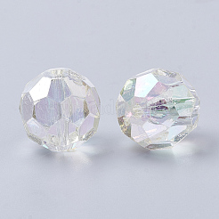 Ab色のメッキ透明アクリルビーズ  多面カット  ラウンド  透明  19~20mm  穴：2.5mm&nbsp;X-TACR-R136-01B