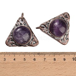 天然石アメジストペンダント  合金製の三角形ベゼルチャーム  赤銅鉱  30x33.5x10mm  穴：6.3mm&nbsp;GG-CBACC2B-04R-05